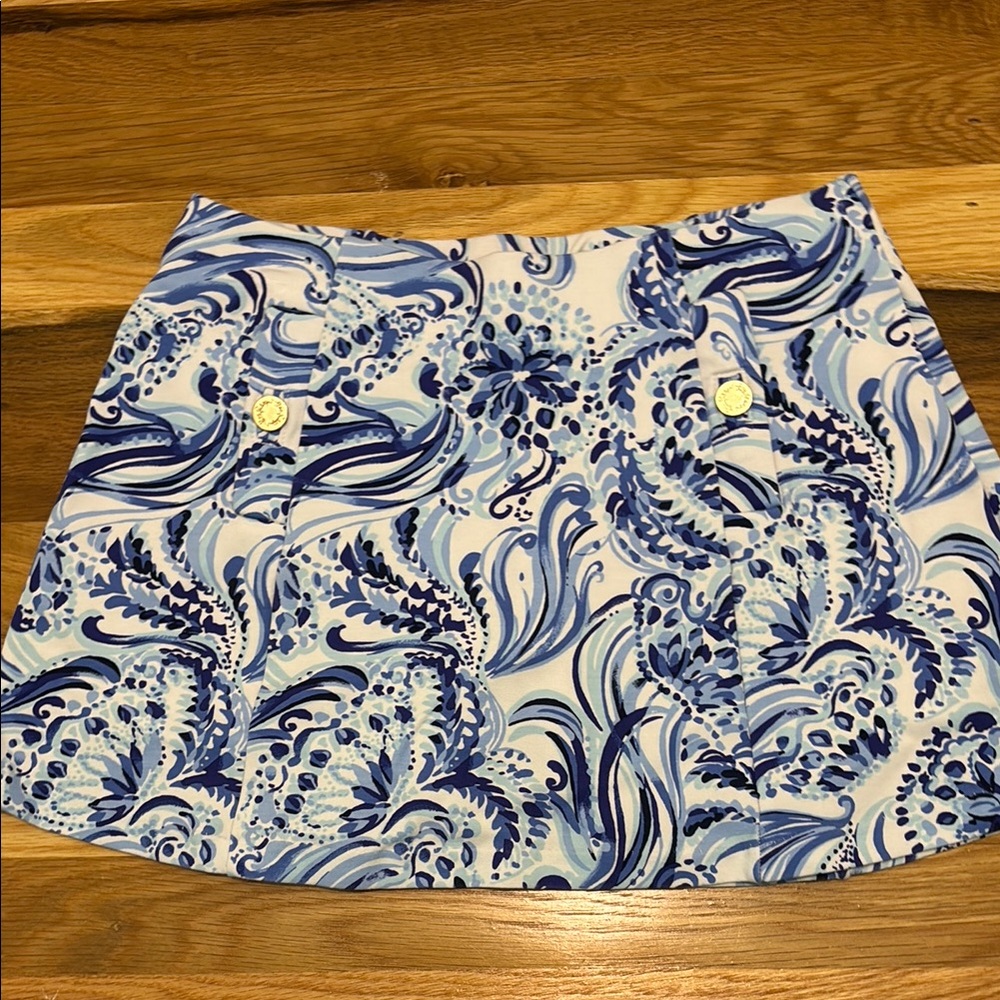 Lilly Pulitzer Blue and White Skater Mini Skirt